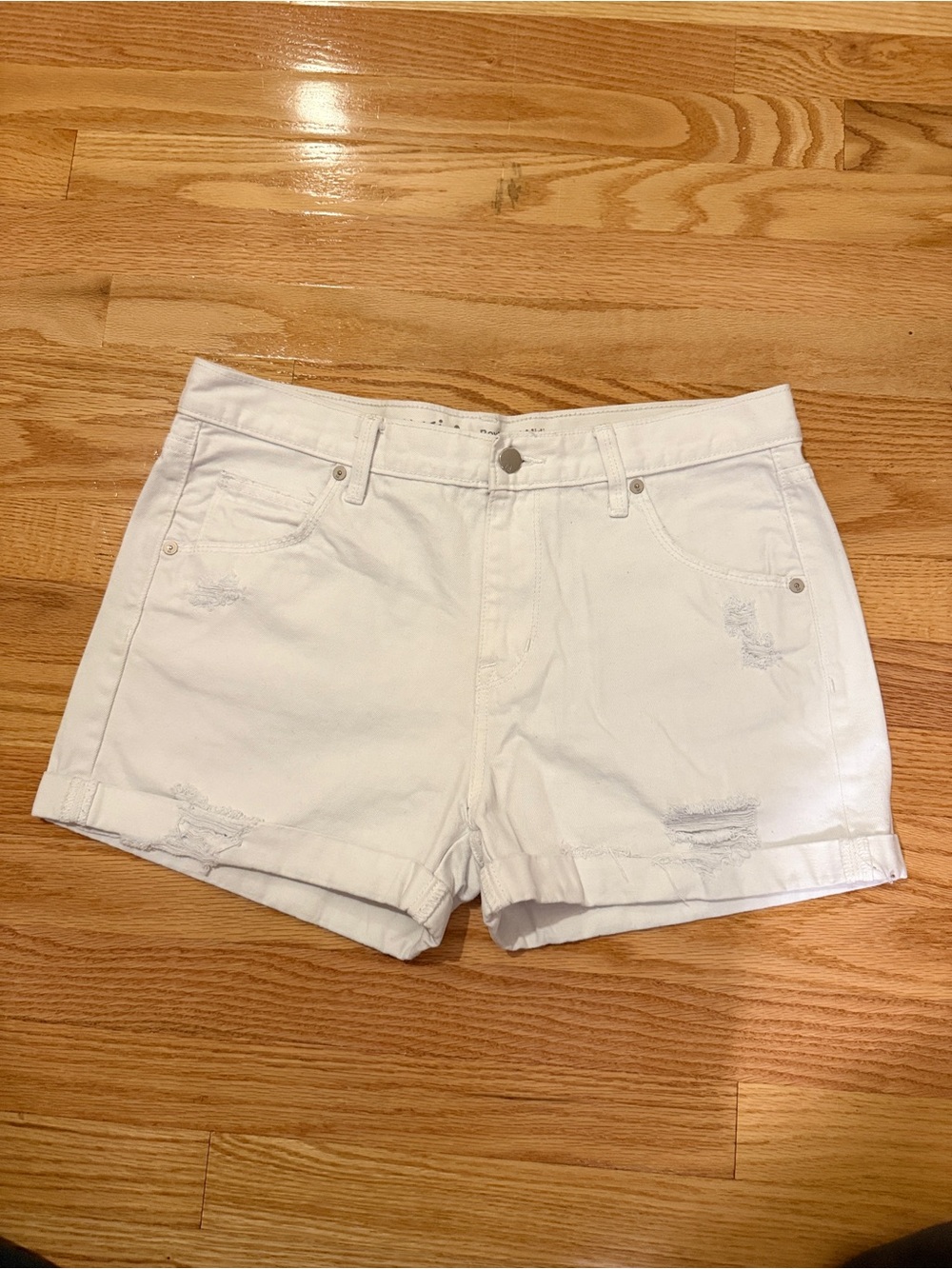 White Boyfriend Midi Jean Shorts